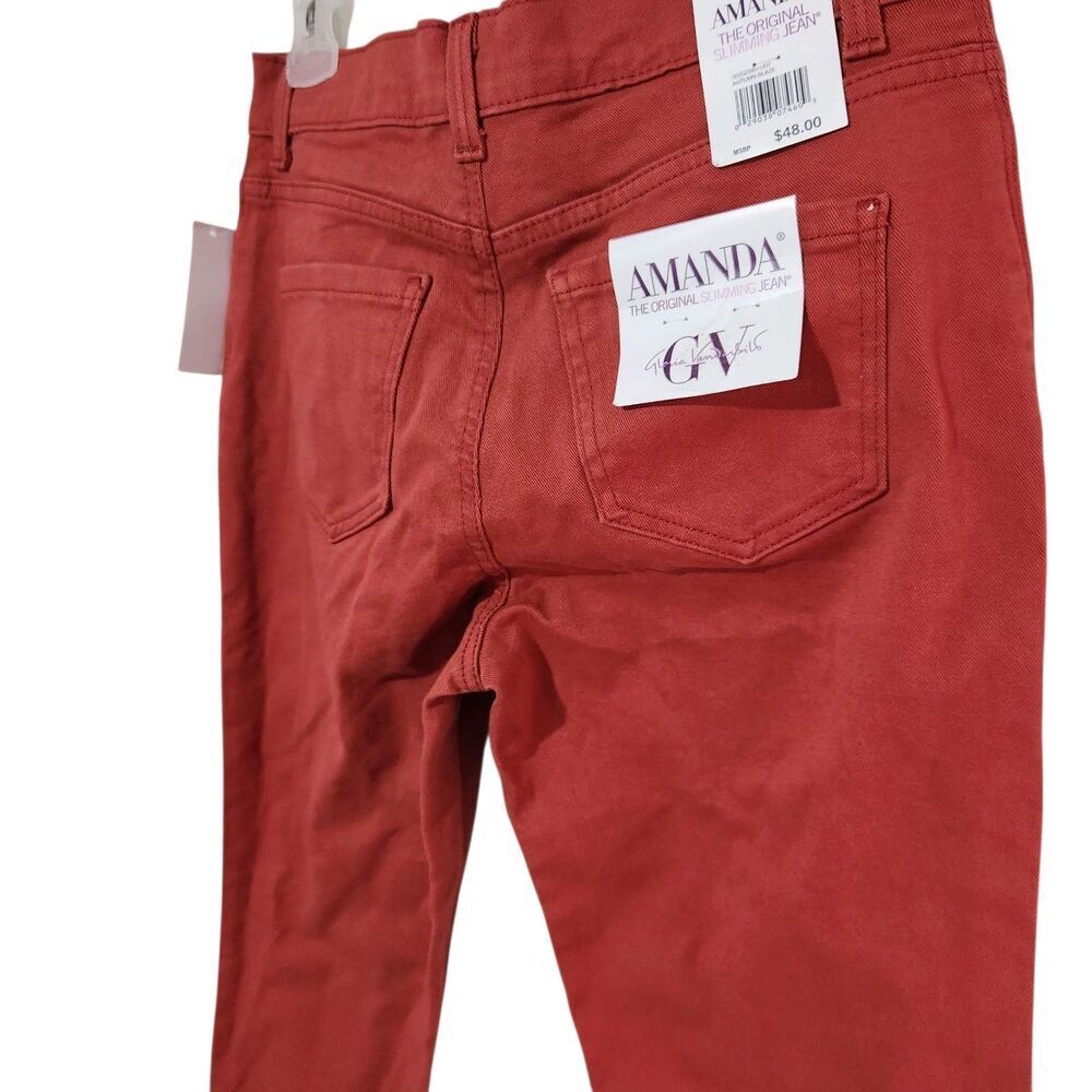 Gloria Vanderbilt Jeans Size 8 Petite Autumn Blaze Color Tapered Leg - Picture 7 of 15